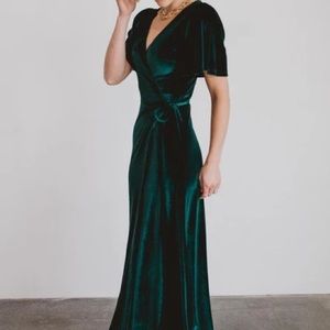 Baltic Born Meghan Velvet Wrap Maxi in EMERALD